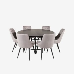 Venture Home – Matgrupp Copenhagen med matstol Valetta delux – Svart – Matgrupp 6 personer – Från Homeroom