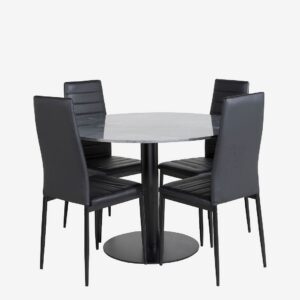 Venture Home – Matgrupp Estri med 4st matstolar Sandviken – Svart – Matgrupp 4 personer – Från Homeroom