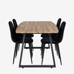 Venture Home – Matgrupp Inca med 4st matstolar Polar – Brun – Matgrupp 4 personer – Från Homeroom