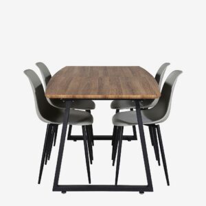 Venture Home – Matgrupp Inca med 4st matstolar Polar – Brun – Matgrupp 4 personer – Från Homeroom