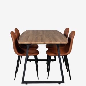 Venture Home – Matgrupp Inca med 4st matstolar Polar – Brun – Matgrupp 4 personer – Från Homeroom