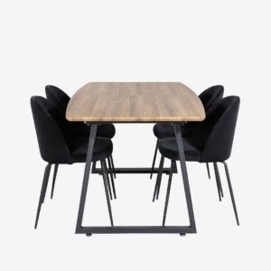 Venture Home – Matgrupp Inca med 4st matstolar Wrinkles – Brun – Matgrupp 4 personer – Från Homeroom