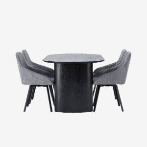 Venture Home – Matgrupp Isolde med 4st stolar Rosie – Svart – Matgrupp 4 personer – Från Homeroom