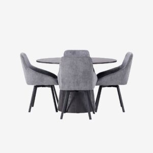 Venture Home – Matgrupp Lanzo med 4st stolar Rosie – Svart – Matgrupp 4 personer – Från Homeroom