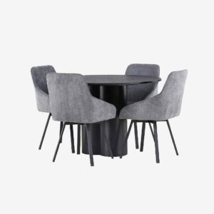 Venture Home – Matgrupp Olivia med 4st stolar Rosie – Svart – Matgrupp 4 personer – Från Homeroom