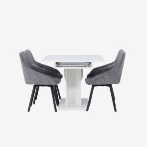 Venture Home – Matgrupp Pluto med 4st stolar Rosie – Vit – Matgrupp 4 personer – Från Homeroom