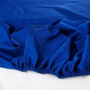 ZACK SATIN dra-på-lakan, hög madrass – ekologisk Blå