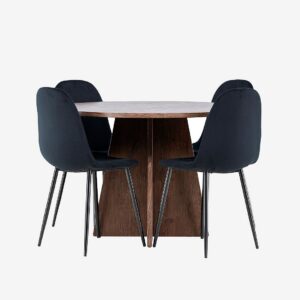 Venture Home - Bootcut-matbord med Polar-matstol - Svart - Matgrupp 4 personer - Från Homeroom