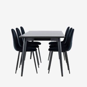 Venture Home - Ellis matbord med Polar matstol - Svart - Matgrupp 6 personer - Från Homeroom