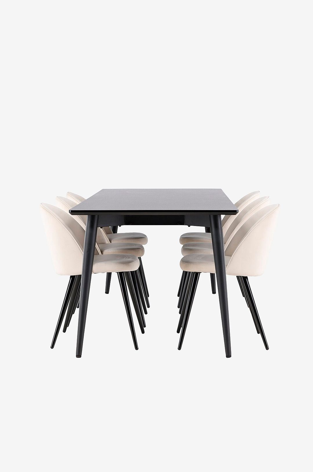 Venture Home - Ellis matbord med matstol i sammet - Beige - Matgrupp 6 personer - Från Homeroom