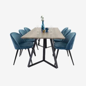 Venture Home - Maggie Matbord och 6 st Velvet stol - Blå - Matgrupp 6 personer - Från Homeroom