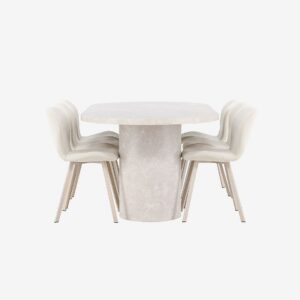 Venture Home - Matbord Narvik med Lilja stol - Beige - Matgrupp 6 personer - Från Homeroom