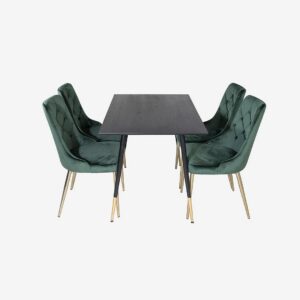 Venture Home - Matgrupp Dipp med 4 st matstolar Velvet Deluxe - Svart - Matgrupp 4 personer - Från Homeroom