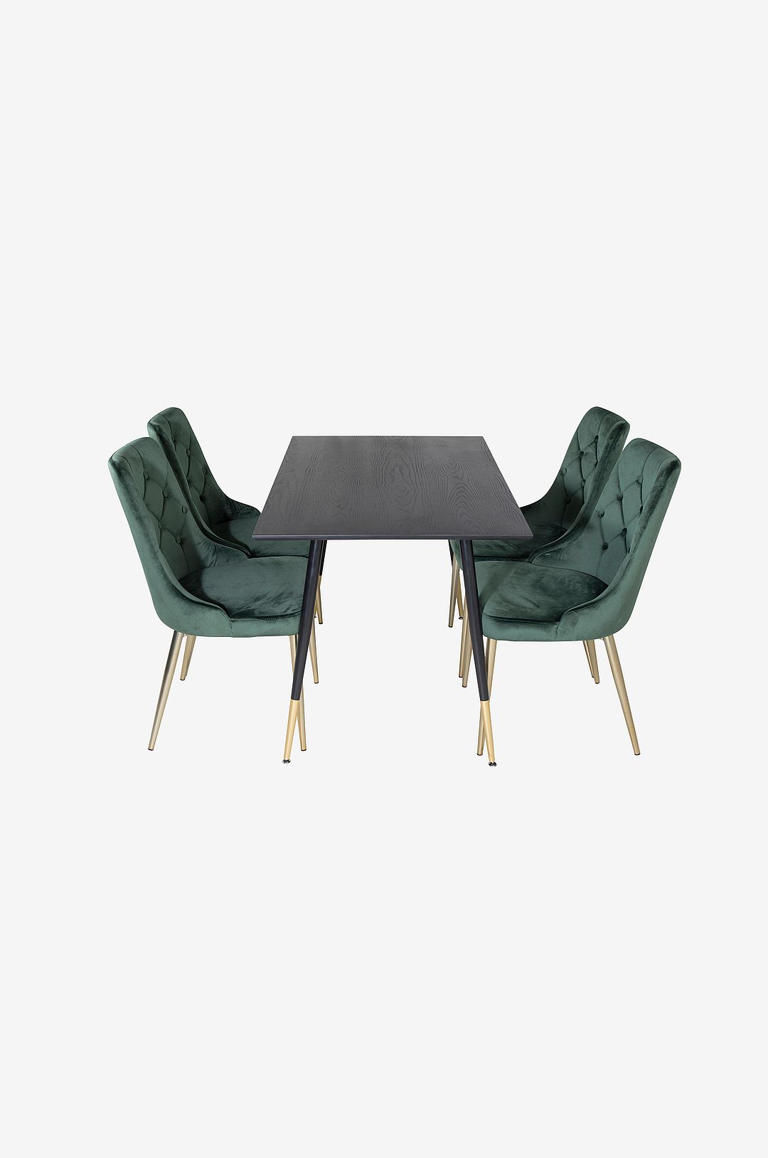Venture Home - Matgrupp Dipp med 4 st matstolar Velvet Deluxe - Svart - Matgrupp 4 personer - Från Homeroom