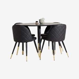 Venture Home - Matgrupp Dipp med 4st matstolar Velvet - Svart - Matgrupp 4 personer - Från Homeroom