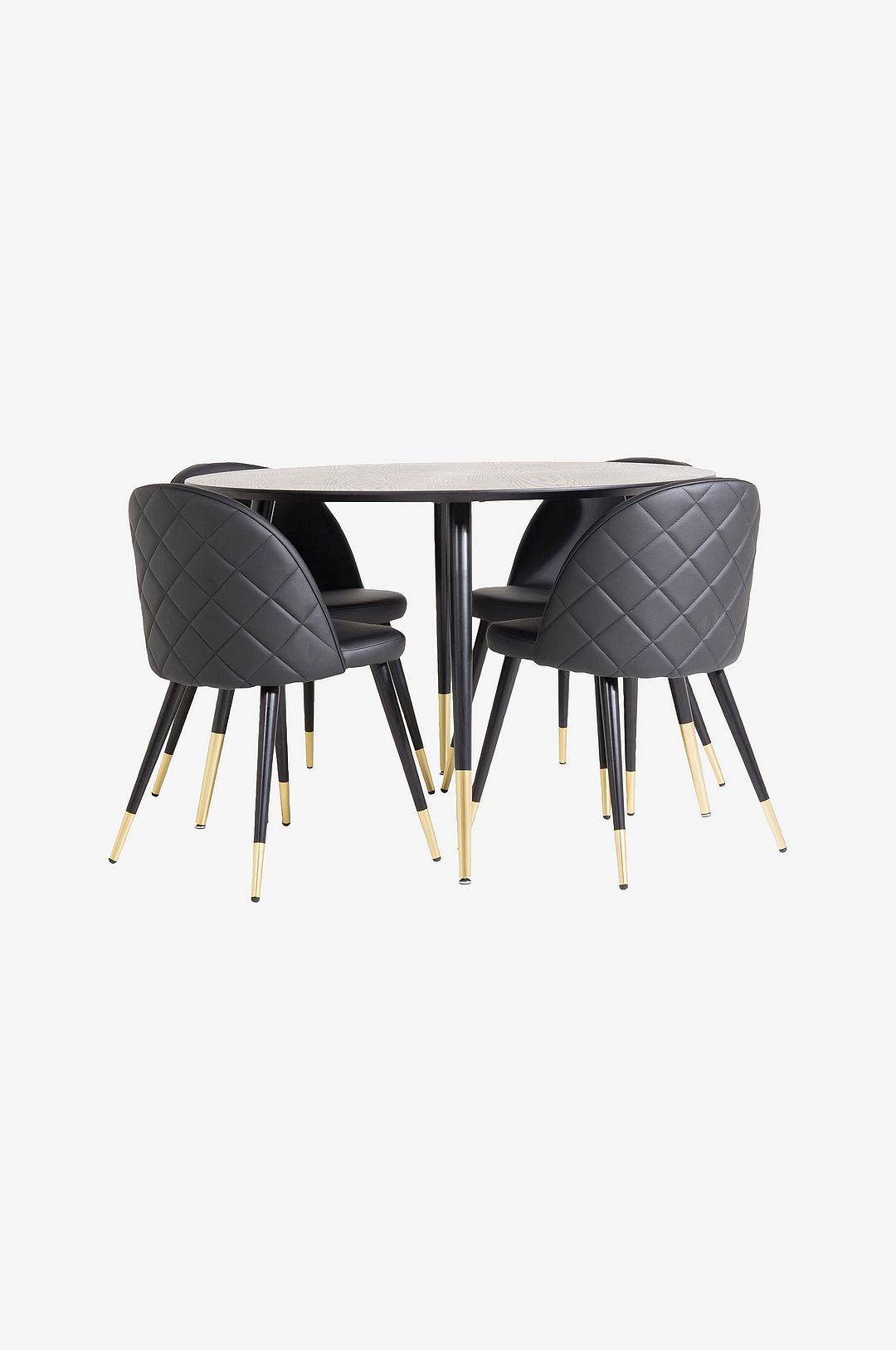 Venture Home - Matgrupp Dipp med 4st matstolar Velvet - Svart - Matgrupp 4 personer - Från Homeroom