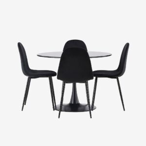 Venture Home - Matgrupp Glade med 4st matstolar Polar - Svart - Matgrupp 4 personer - Från Homeroom