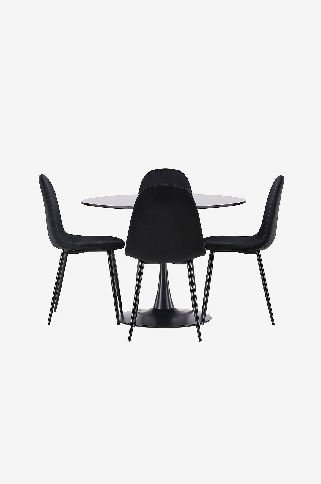 Venture Home - Matgrupp Glade med 4st matstolar Polar - Svart - Matgrupp 4 personer - Från Homeroom