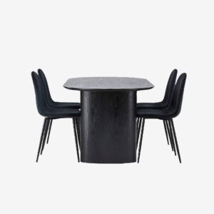 Venture Home - Matgrupp Isolde med 4st stolar Polar - Svart - Matgrupp 4 personer - Från Homeroom
