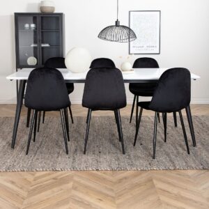 Venture Home - Matgrupp Jimmy med 6 st matstolar Polar - Vit - Matgrupp 6 personer - Från Homeroom