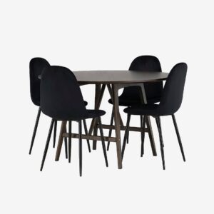 Venture Home - Matgrupp Kaseindon med 4st stolar Polar - Brun - Matgrupp 4 personer - Från Homeroom