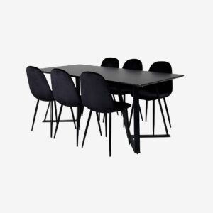 Venture Home - Matgrupp Maggie med 6 stycken Penally matstolar - Svart - Matgrupp 6 personer - Från Homeroom