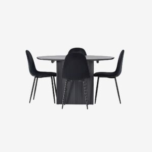 Venture Home - Matgrupp Matilda med 4st stolar Polar - Svart - Matgrupp 4 personer - Från Homeroom