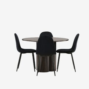 Venture Home - Matgrupp Olivia med 4st stolar Polar - Brun - Matgrupp 4 personer - Från Homeroom