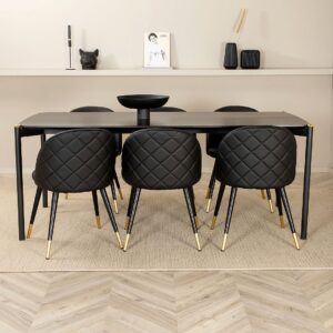 Venture Home - Matgrupp Pelle med 6 st matstolar Velvet - Svart - Matgrupp 6 personer - Från Homeroom