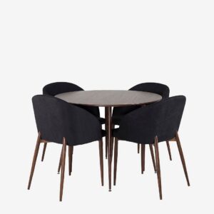 Venture Home - Matgrupp Plaza med 4st matstolar Arch - Svart - Matgrupp 4 personer - Från Homeroom
