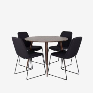 Venture Home - Matgrupp Plaza med 4st matstolar Muce - Svart - Matgrupp 4 personer - Från Homeroom