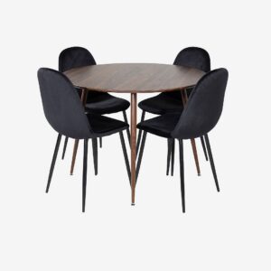 Venture Home - Matgrupp Plaza med 4st stolar Polar - Brun - Matgrupp 4 personer - Från Homeroom