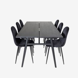Venture Home - Matgrupp Sleek med 6st matstolar Polar - Svart - Matgrupp 6 personer - Från Homeroom