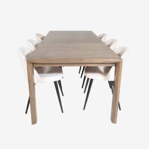 Venture Home - Matgrupp Slider med 4st matstolar Velvet - Beige - Matgrupp 4 personer - Från Homeroom