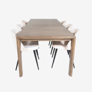 Venture Home - Matgrupp Slider med 6st matstolar Velvet - Beige - Matgrupp 6 personer - Från Homeroom