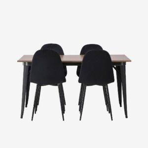 Venture Home - Matgrupp Tempe med 4st matstolar Polar - Brun - Matgrupp 4 personer - Från Homeroom