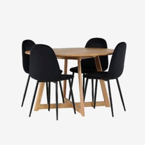 Venture Home - Matgrupp Yadikon med 4st stolar Polar - Brun - Matgrupp 4 personer - Från Homeroom