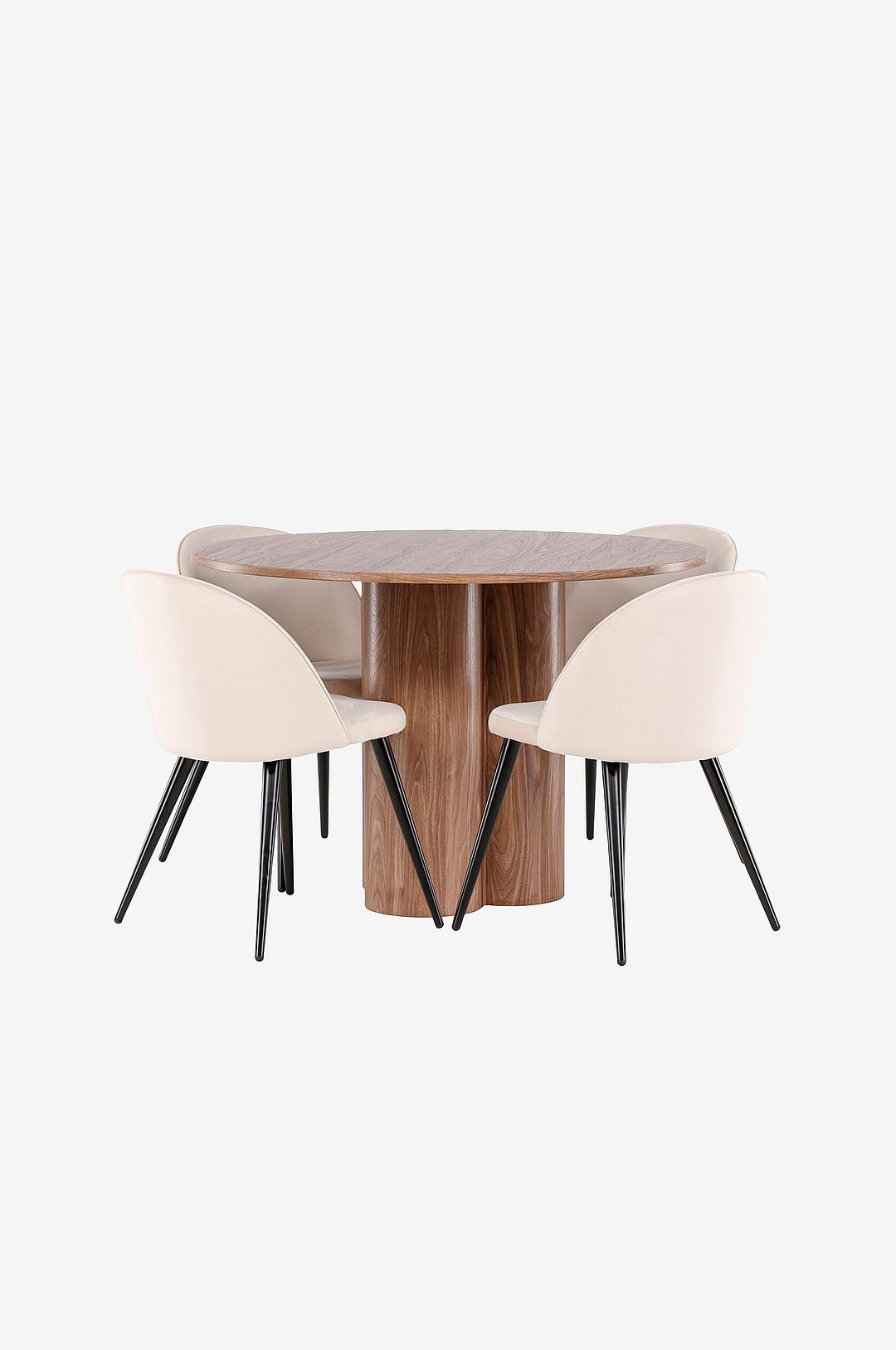 Venture Home - Olivia matbord med matstol i sammet - Beige - Matgrupp 4 personer - Från Homeroom