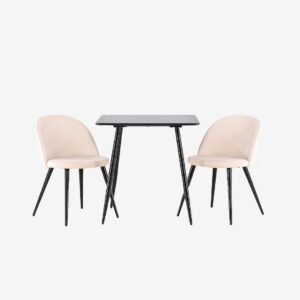 Venture Home - Polar matbord med matstol i sammet - Beige - Matgrupp 2 personer - Från Homeroom